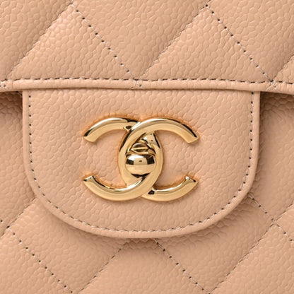 Chanel Caviar Quilted Jumbo Double Flap Beige 10 of 11