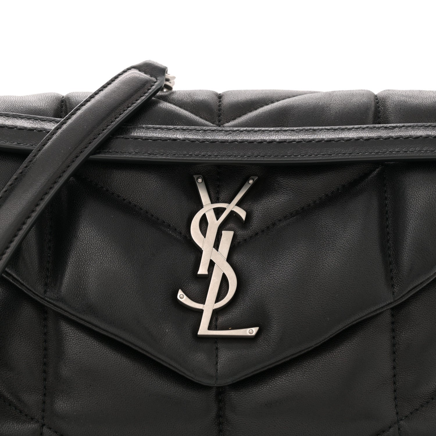 Saint Laurent Lambskin Quilted Small Loulou Puffer Monogram Chain Satchel Black 8 of 10