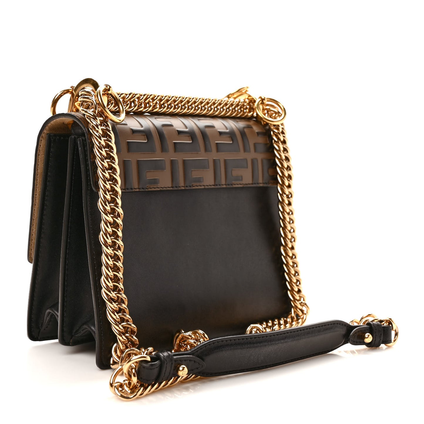 Vitello Liberty Bi-Color FF 1974 Embossed Small Kan I Shoulder Bag Black Maya