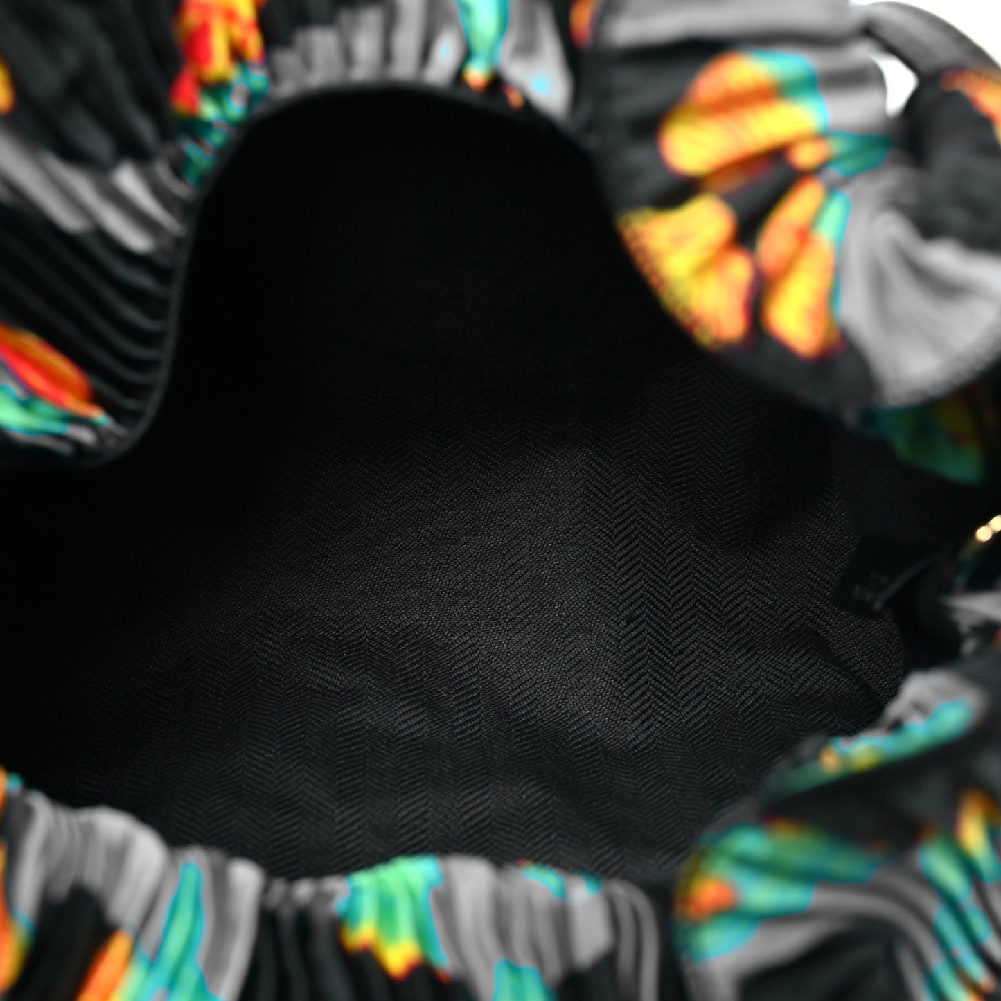 X PAULA'S IBIZA Satin Printed Mini Shell Flamenco Knot Shoulder Bag Black Multicolor
