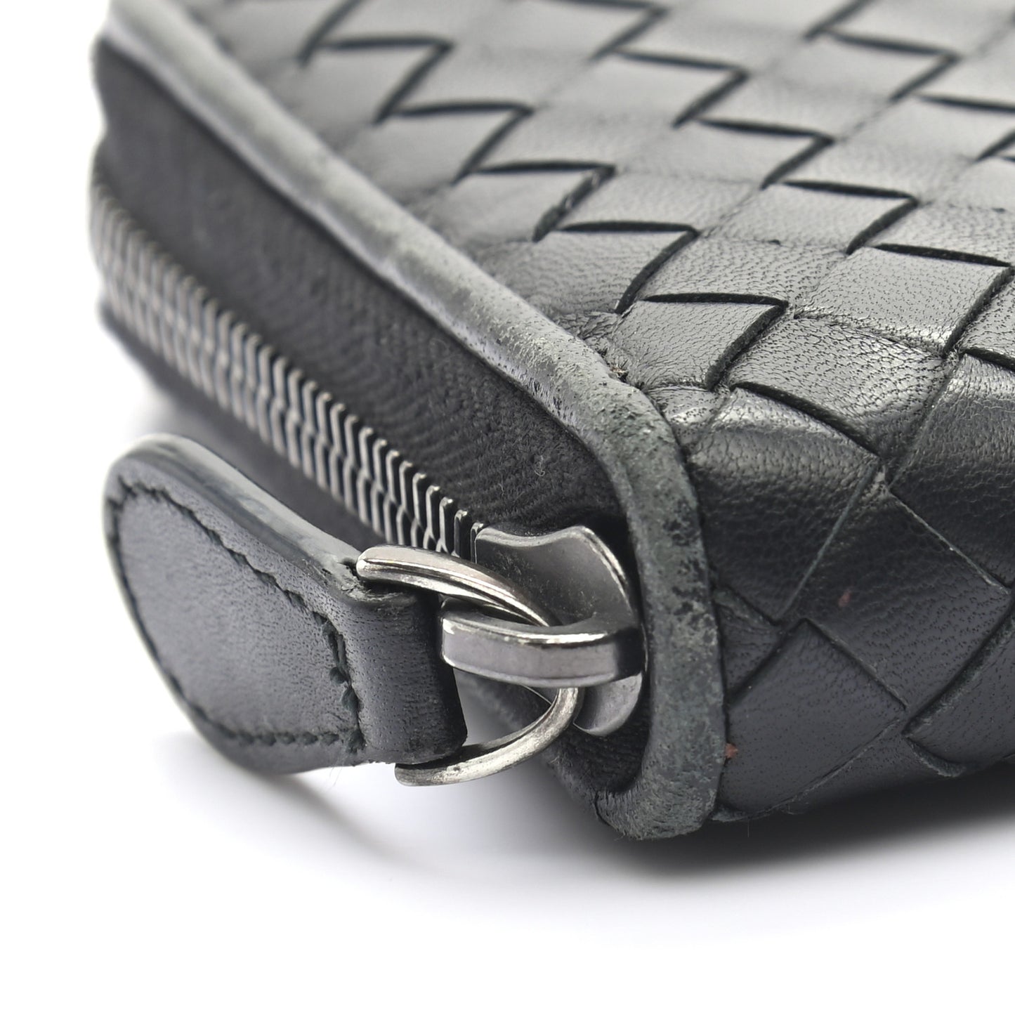 Nappa Intrecciato Zip Around Wallet Black