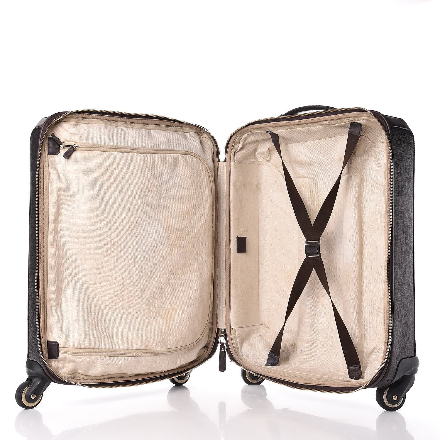 Gucci GG Supreme Monogram Four Wheel Carry On Suitcase Dark Brown 5 of 46