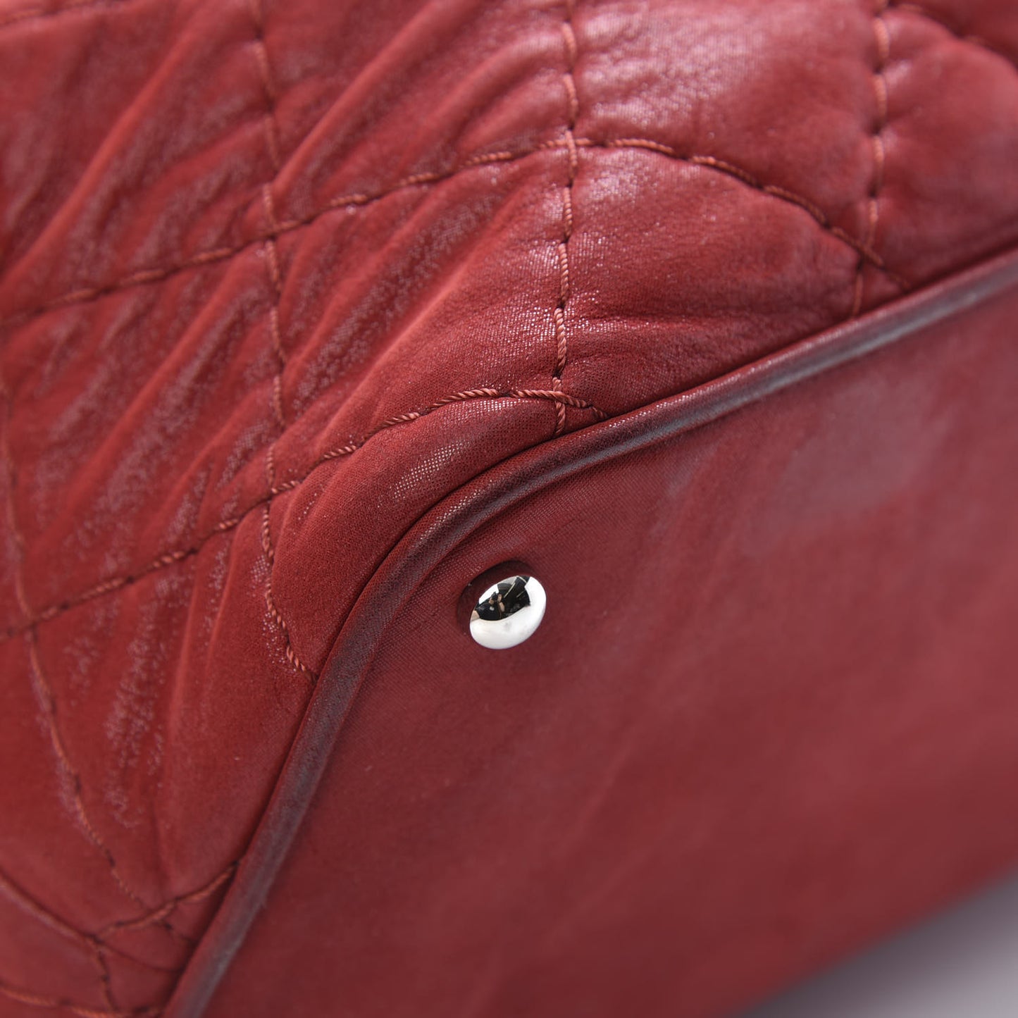 Iridescent Calfskin Quilted Small Sea Hit Tote Red