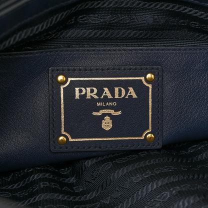 Prada Soft Calf Tote Navy 6 of 12