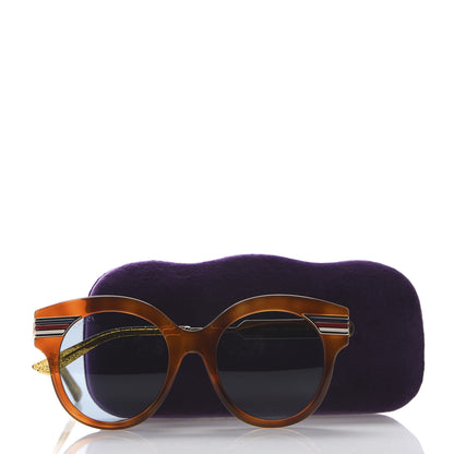Gucci Acetate Round Frame Web Sunglasses GG0282SA Tortoise 8 of 8