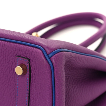 Hermes Togo Horseshoe Birkin 30 Anemone Bleu Electrique 10 of 12
