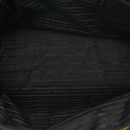 Prada Glossy Calfskin Triangle Large Bonnie Shoulder Bag Black 5 of 10