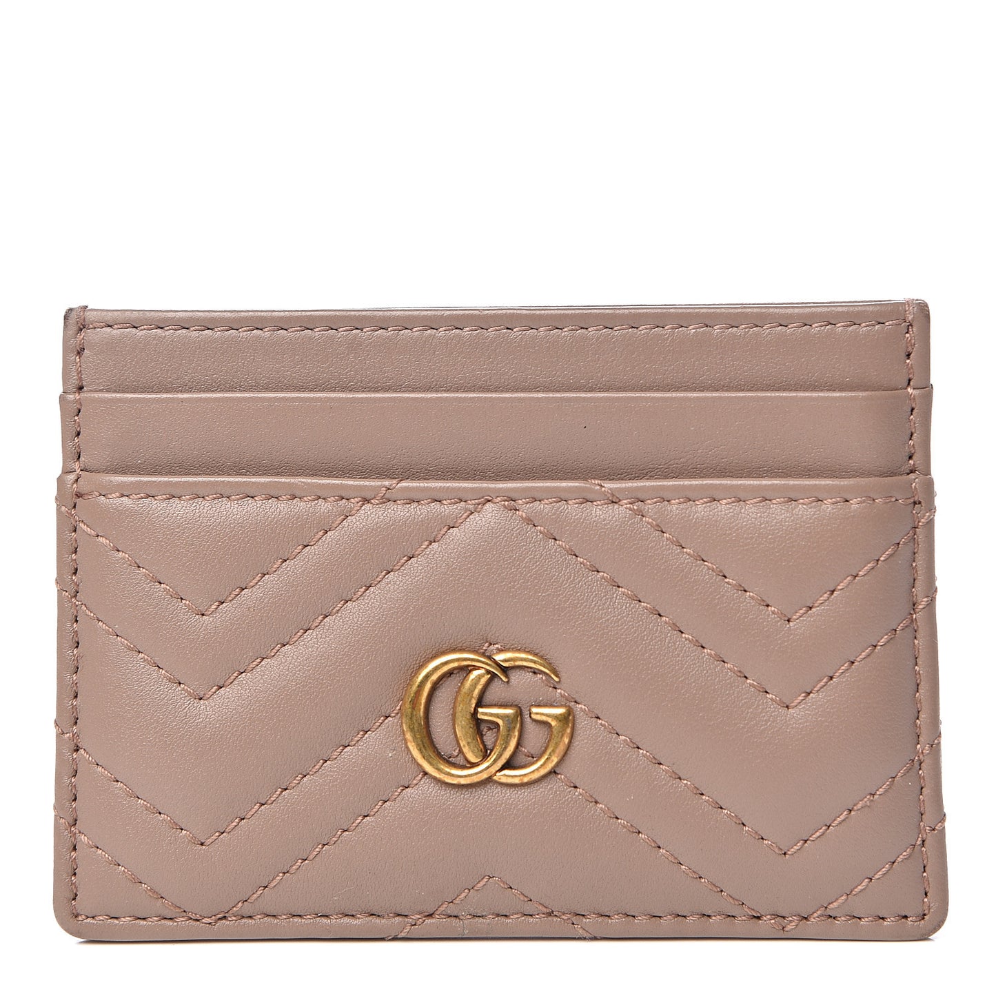 Calfskin Matelasse GG Marmont Card Holder Porcelain Rose