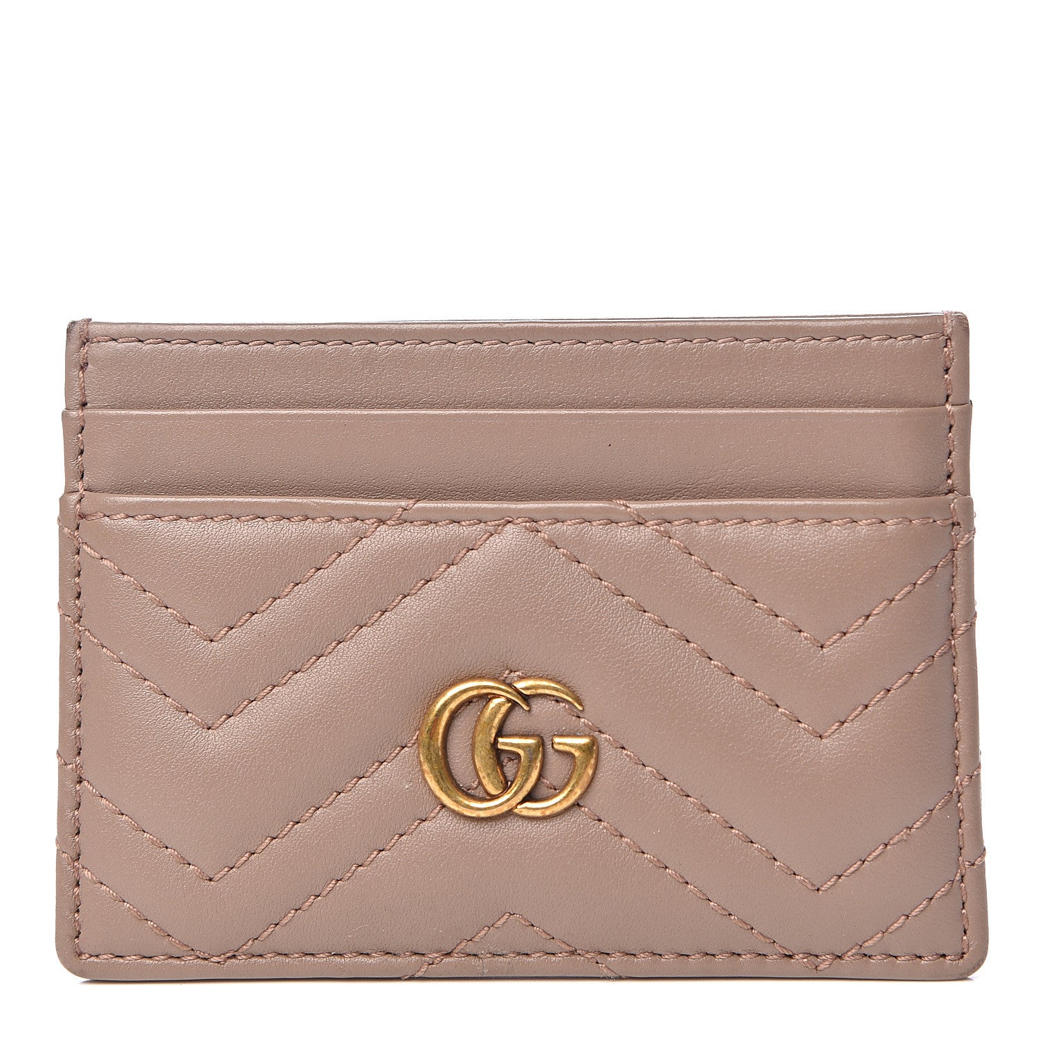Gucci Calfskin Matelasse GG Marmont Card Holder Porcelain Rose 1 of 7