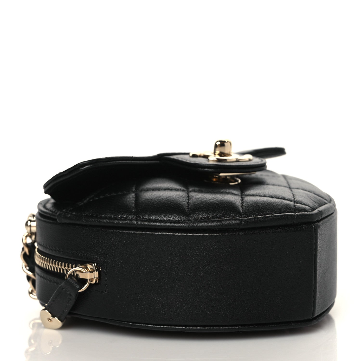 Chanel Lambskin Quilted CC In Love Heart Clutch With Chain Black 4 of 9