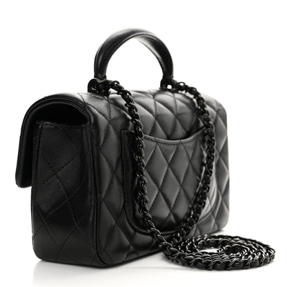Chanel Lambskin Quilted Mini Top Handle Rectangular Flap So Black 3 of 12