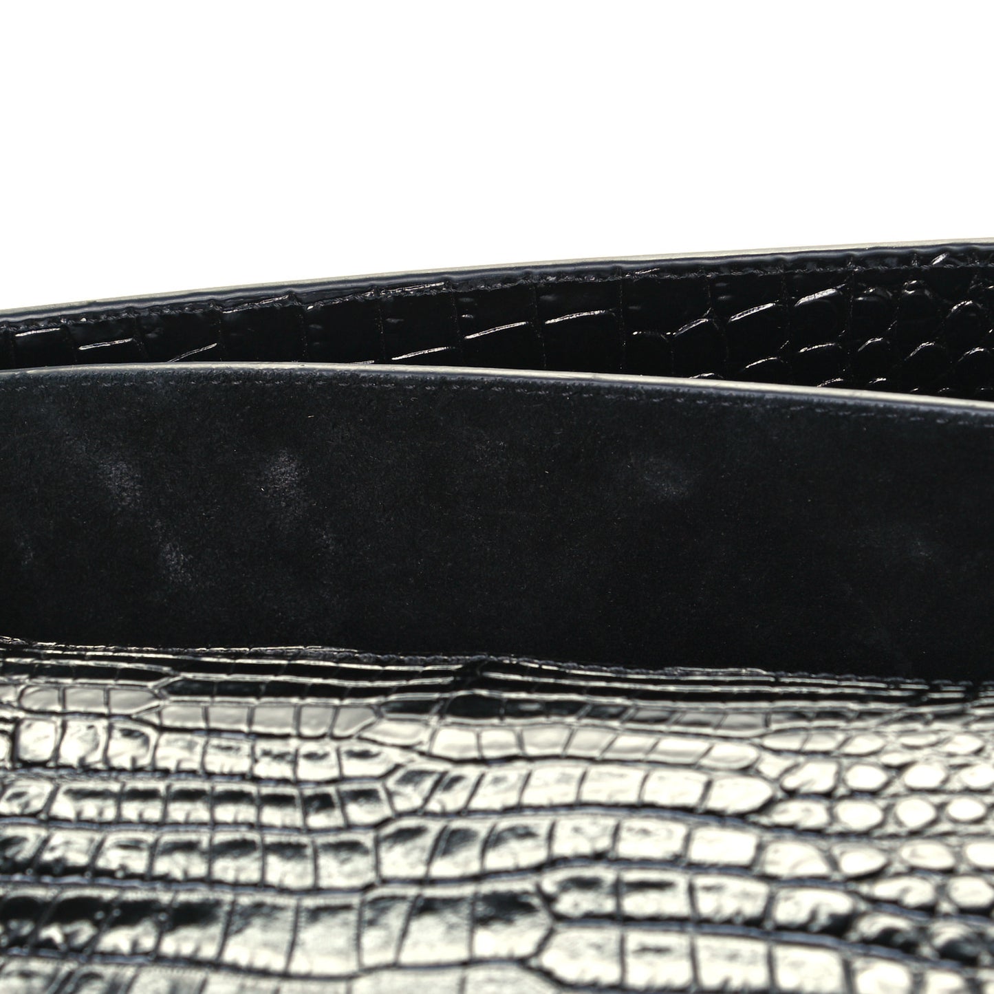 Calfskin Crocodile Embossed Medium Monogram Sunset Black