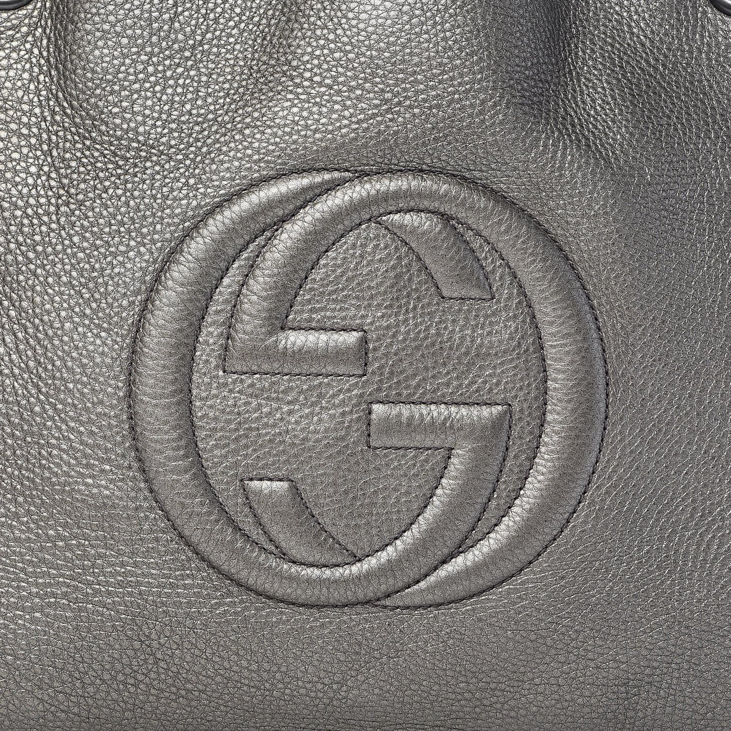Metallic Pebbled Calfskin Large Soho Chain Shoulder Bag Sasso