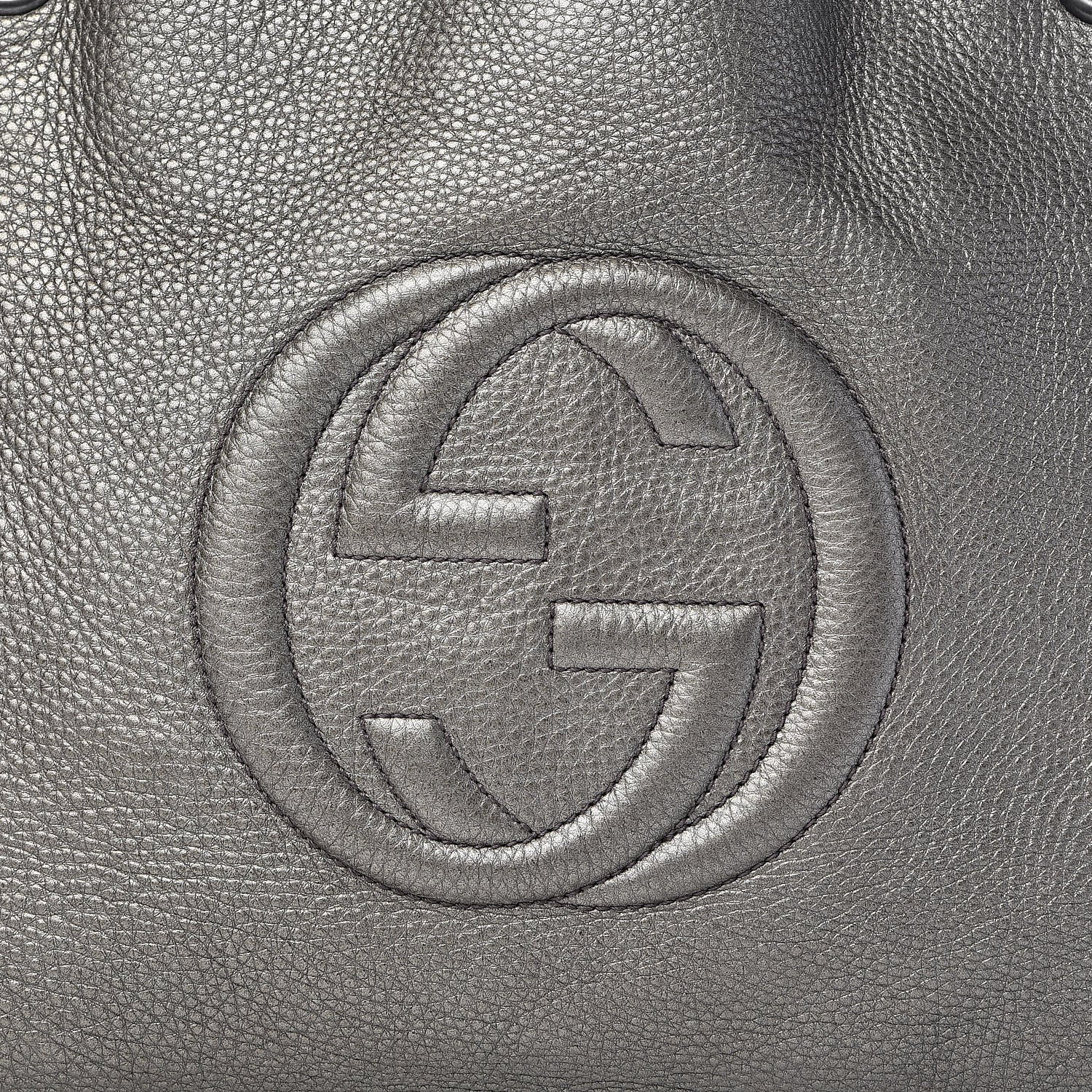 Gucci Metallic Pebbled Calfskin Large Soho Chain Shoulder Bag Sasso 16 of 16
