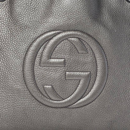Gucci Metallic Pebbled Calfskin Large Soho Chain Shoulder Bag Sasso 16 of 16