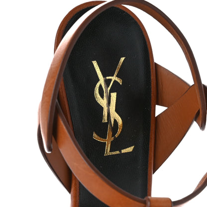 Saint Laurent Calfskin Tribute 105 Platform Sandals 35.5 Caramel 7 of 9