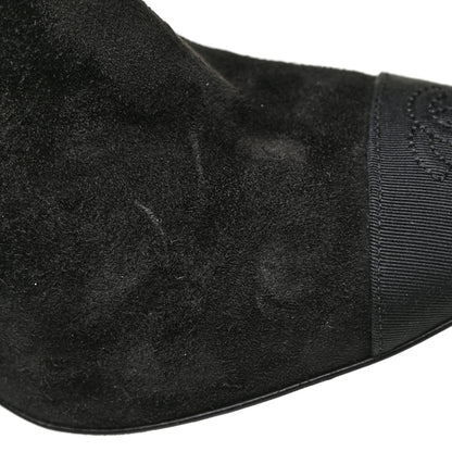 Chanel Suede Grosgrain Pearl Ankle Boots 35.5 Black 24 of 25