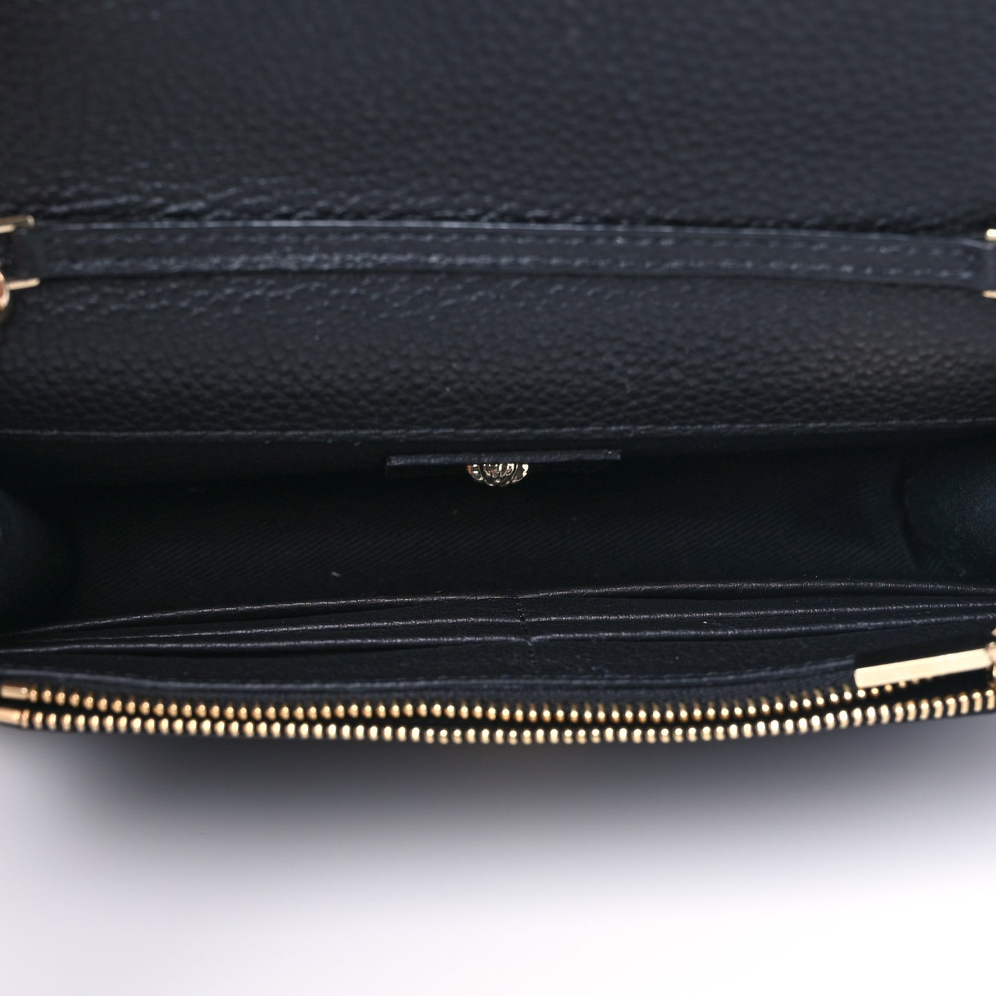 Grained Calfskin Medusa Wallet On Chain Black