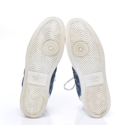Louis Vuitton Calfskin Monogram Denim Rivoli High Top Sneakers 12 White 5 of 14