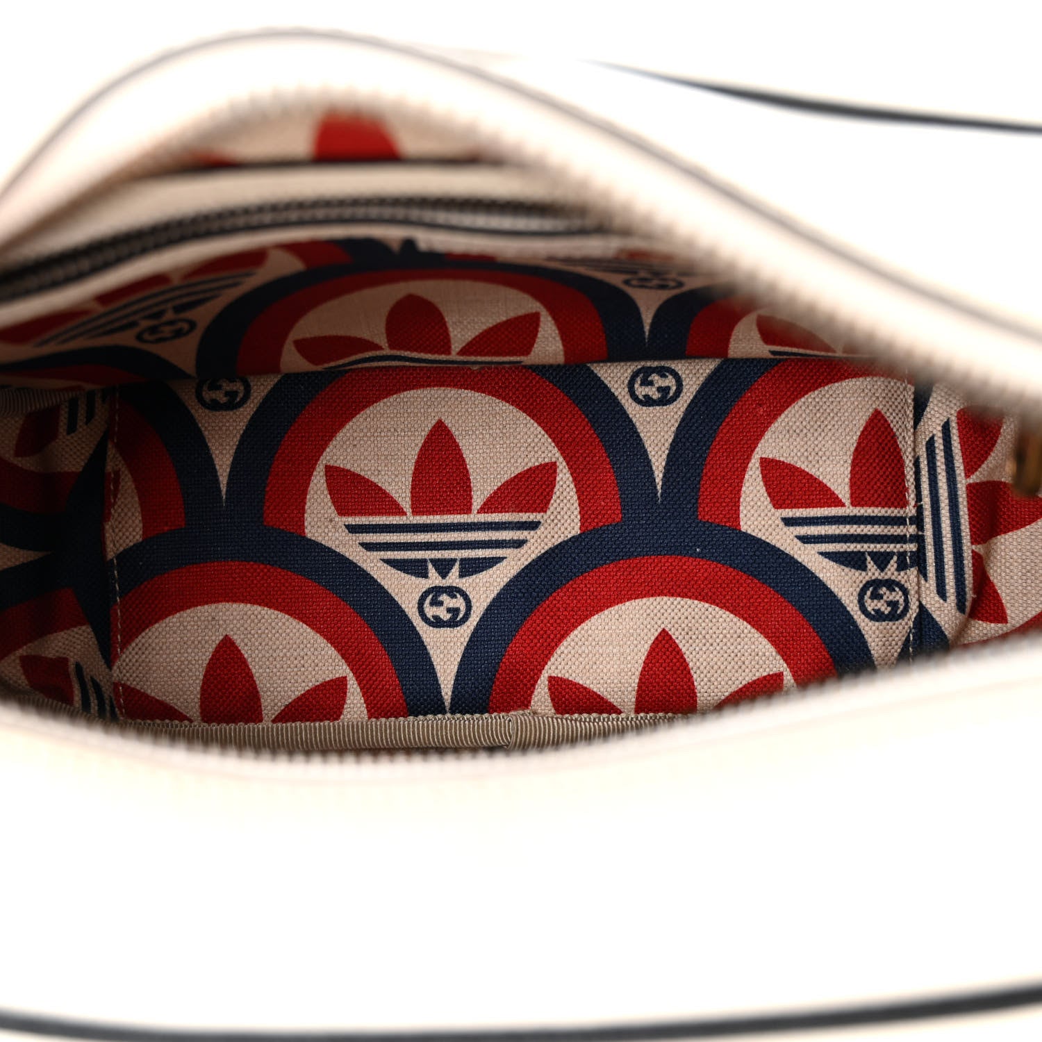 Gucci X ADIDAS Textured Dollar Calfskin Web Trefoil Logo Small Messenger Bag Off White Black 5 of 11