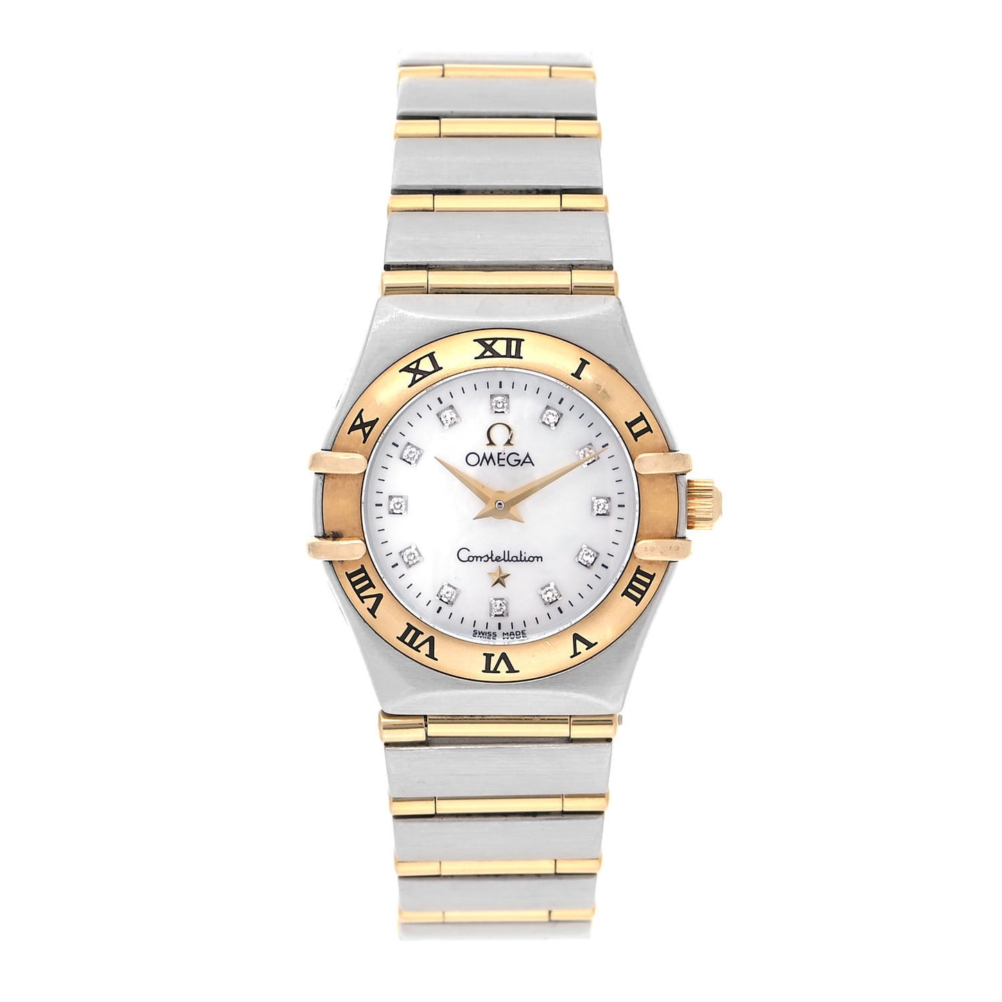 Stainless Steel 18K Yellow Gold Diamond Mother of Pearl 22mm Constellation Quartz Watch 1262.75.00
