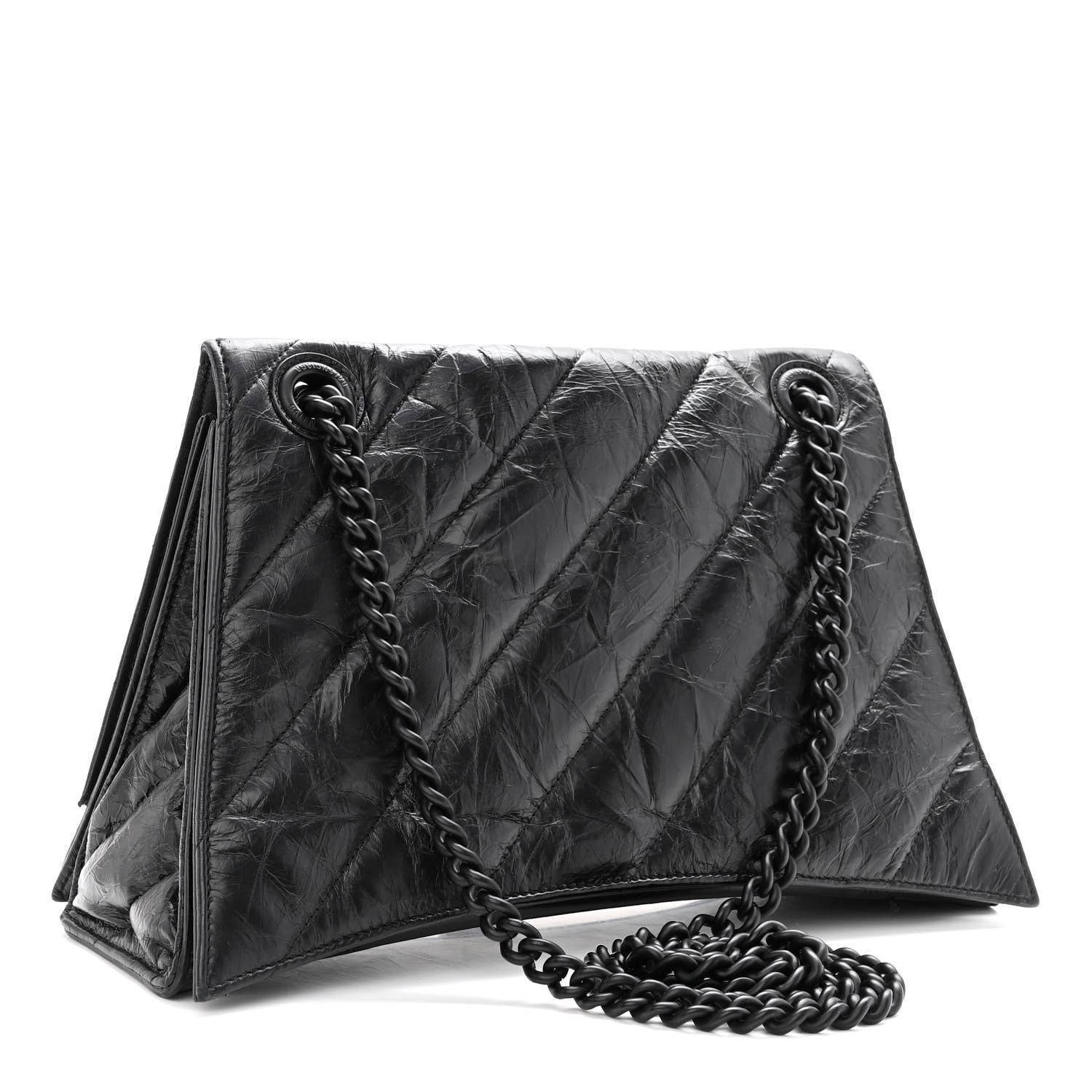 Balenciaga Crushed Calfskin Quilted Matte Black Hardware Medium Crush Chain Bag Black 3 of 9