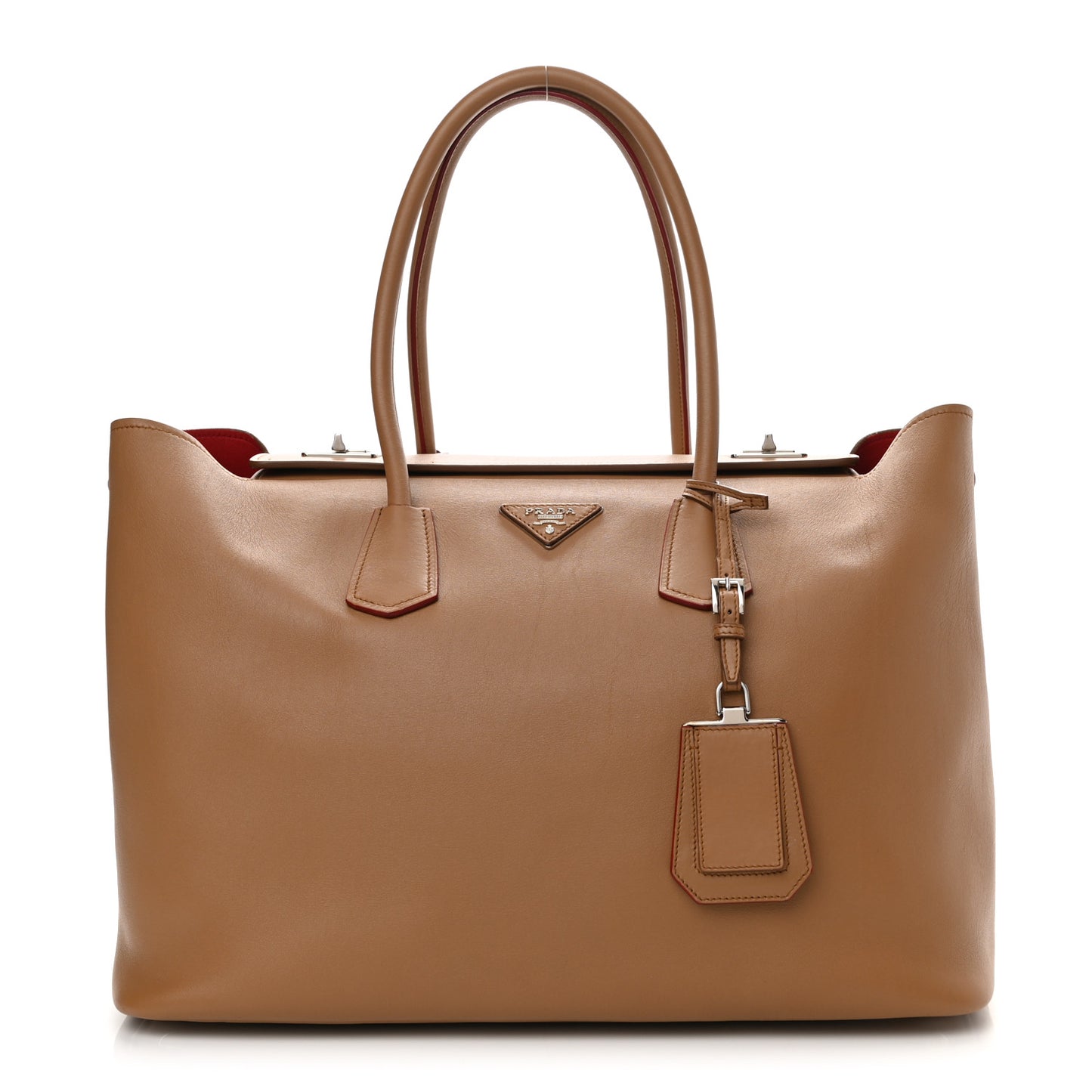 City Calfskin Twin Tote Caramel