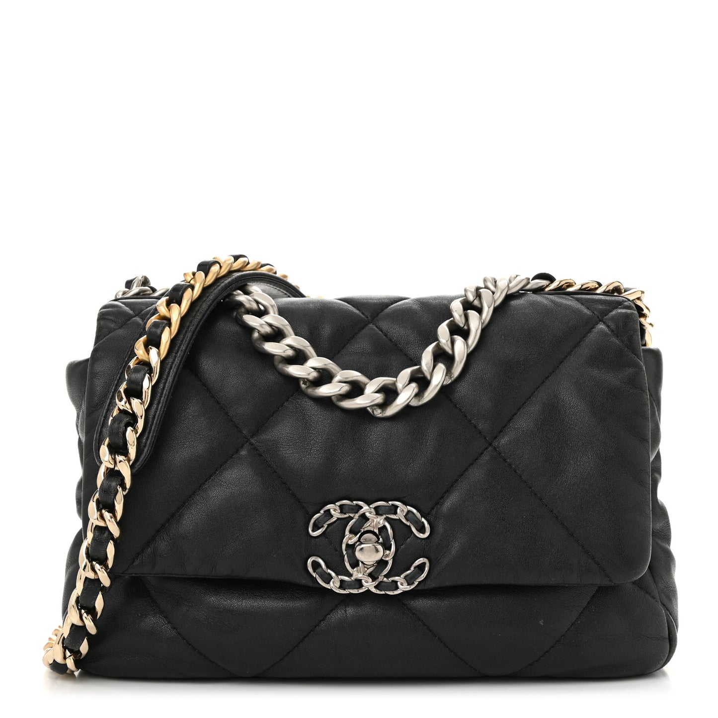 Goatskin Quilted Medium Chanel 19 Flap Black