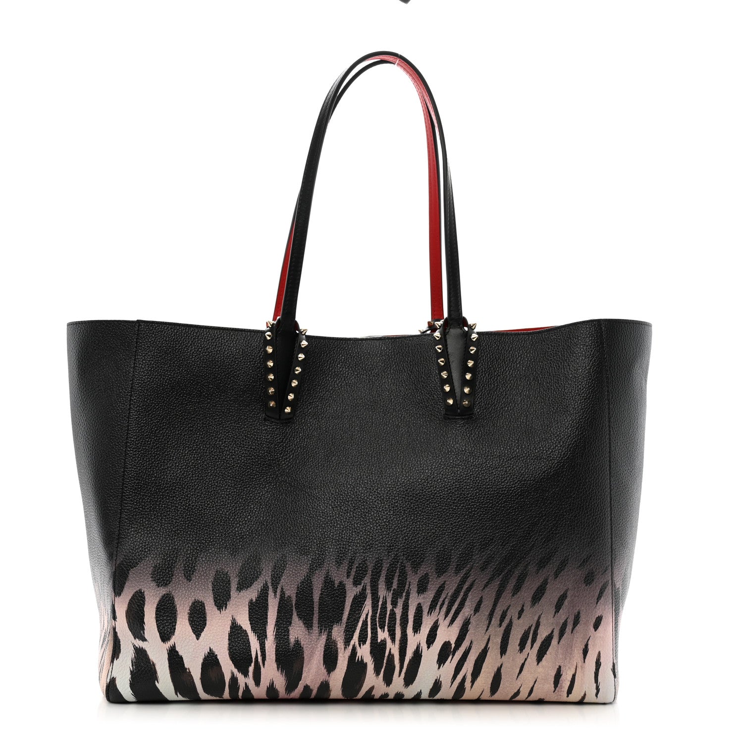 Christian Louboutin Calfskin Degrade Leopard Print Spikes East West Cabata Tote Black Multi 1 of 11