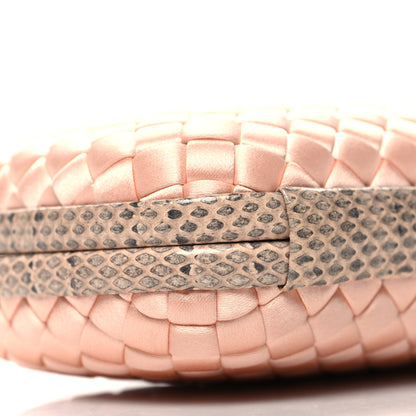 Bottega Veneta Satin Intreccio Impero Ayers Knot Clutch Flamingo 8 of 9