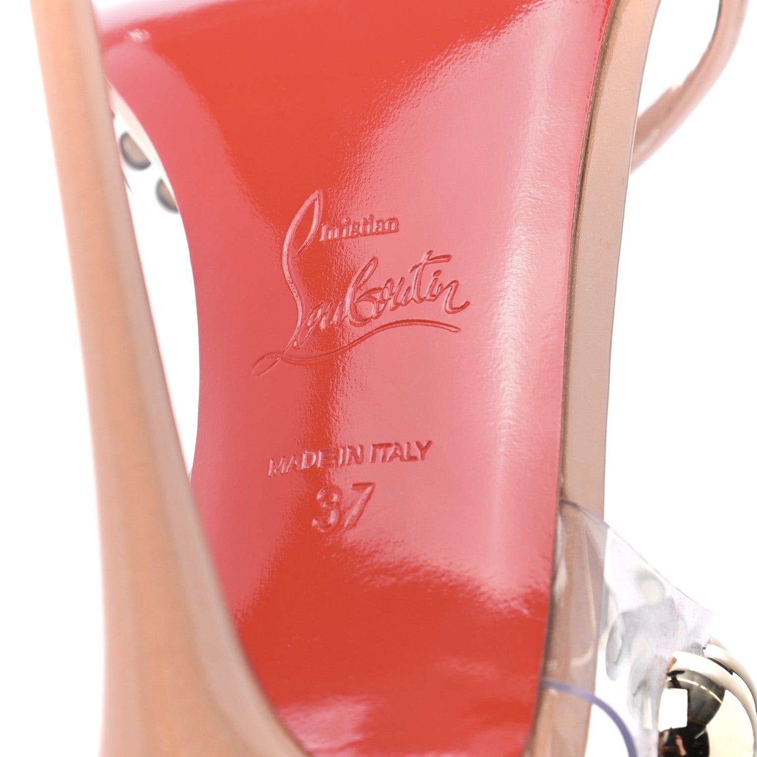 Christian Louboutin Patent PVC Corinetta 100 Sandals 37 Nude 6 of 7
