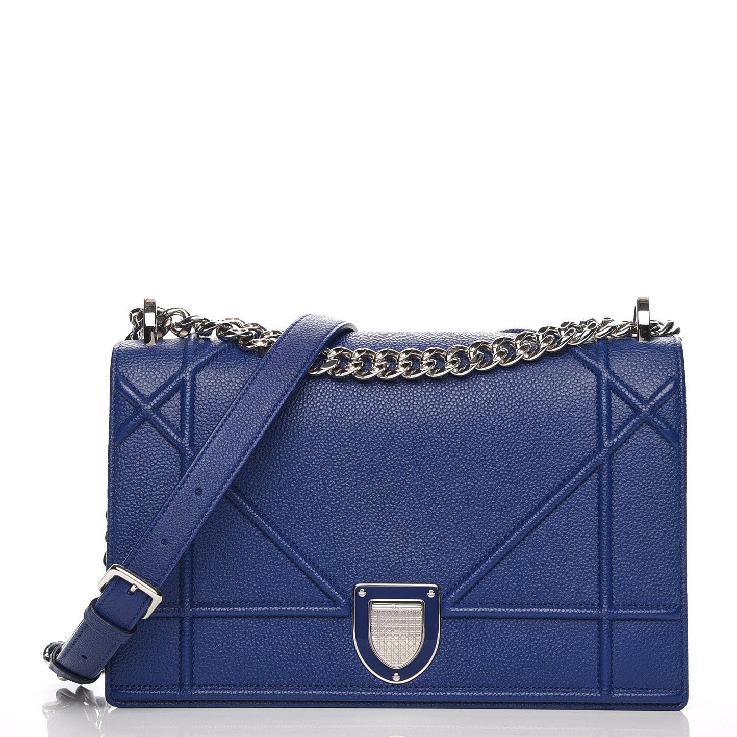 Grained Calfskin Medium Diorama Flap Bag Bleu De Minuit