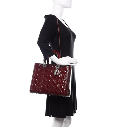 Christian Dior Patent Cannage Large Lady Dior Burgundy 2 of 12