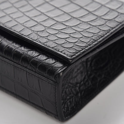Saint Laurent Calfskin Crocodile Embossed Medium Classic Monogram Kate Tassel Satchel Black 10 of 12