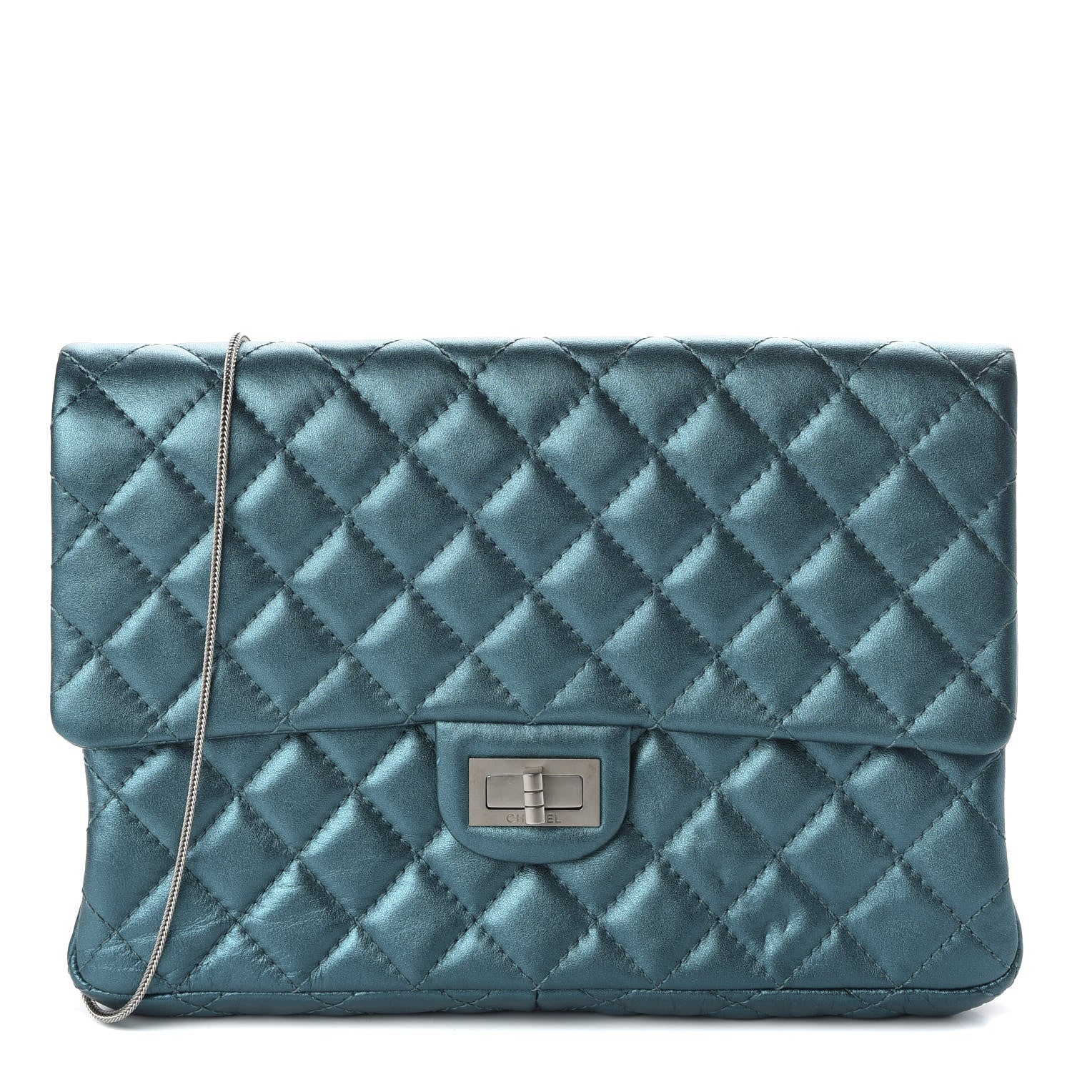 Chanel Metallic Calfskin Quilted Snake Chain 2.55 Reissue Flap Turquoise 1 of 10