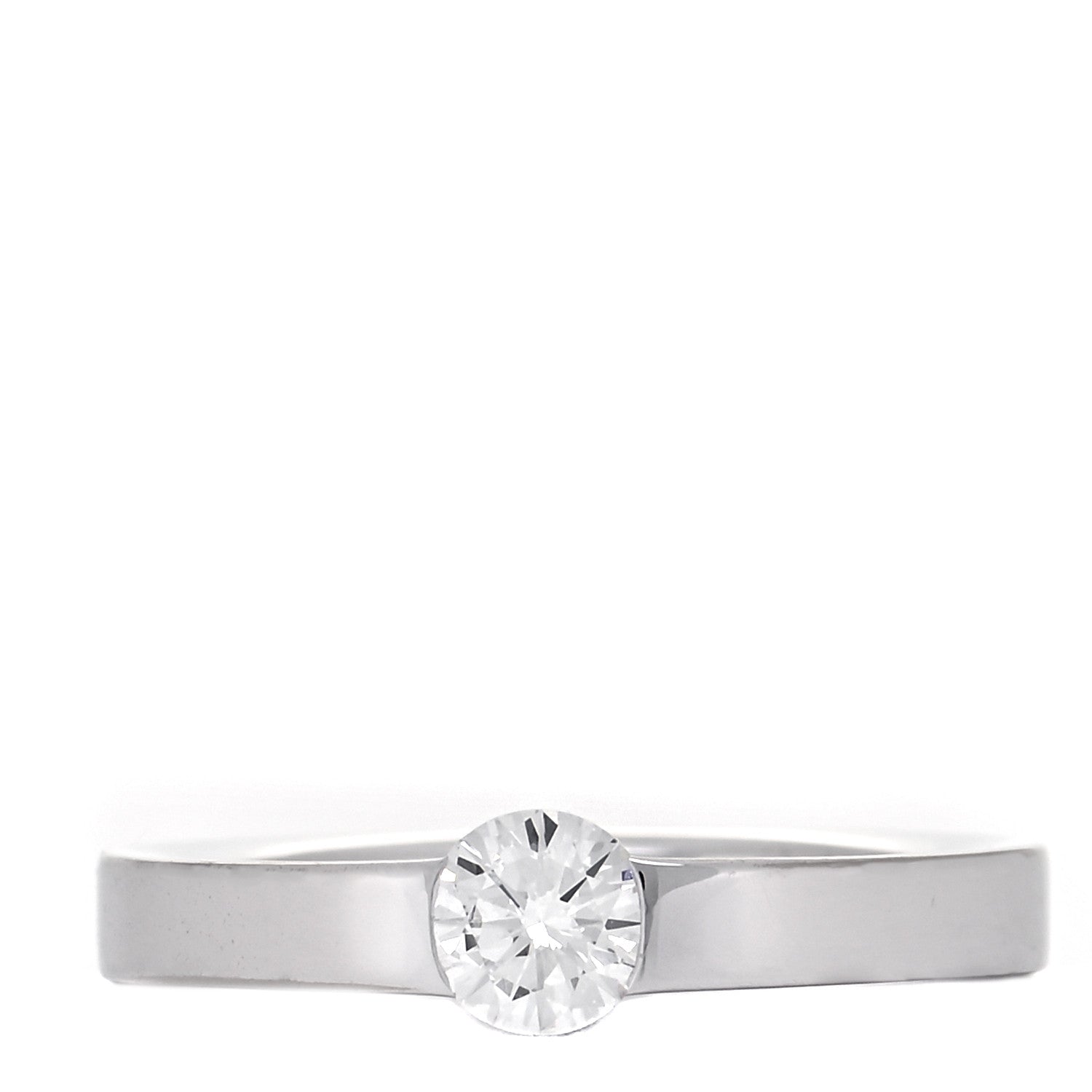 Cartier 18K White Gold Diamond .34ct Date Solitaire Ring 48 4.5 1 of 6