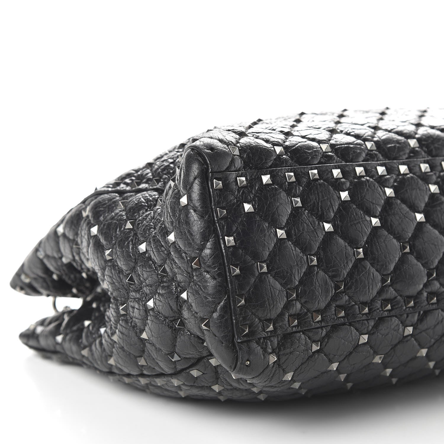 Valentino Garavani Craquele Nappa Rockstud Spike Shoulder Tote Black 6 of 9