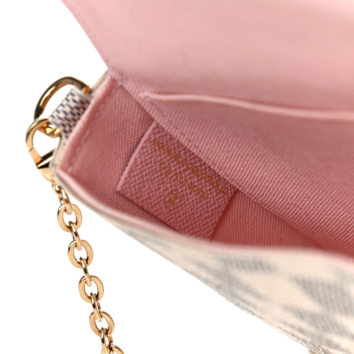 Louis Vuitton Damier Azur Pochette Felicie Chain Wallet Rose Ballerine 8 of 18