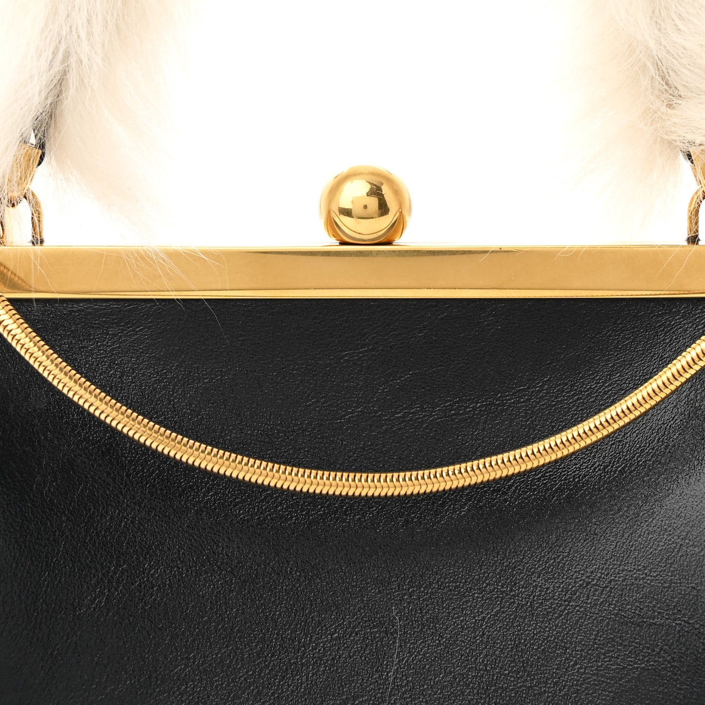 Crackle Patent Shearling Small Lilith Evening Bag Black