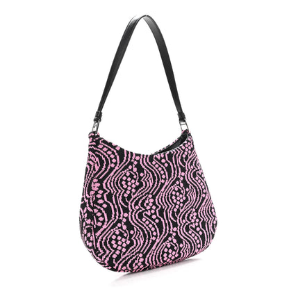 Prada Maglia Jacquard Cleo Shoulder Bag Black Rosa 3 of 11