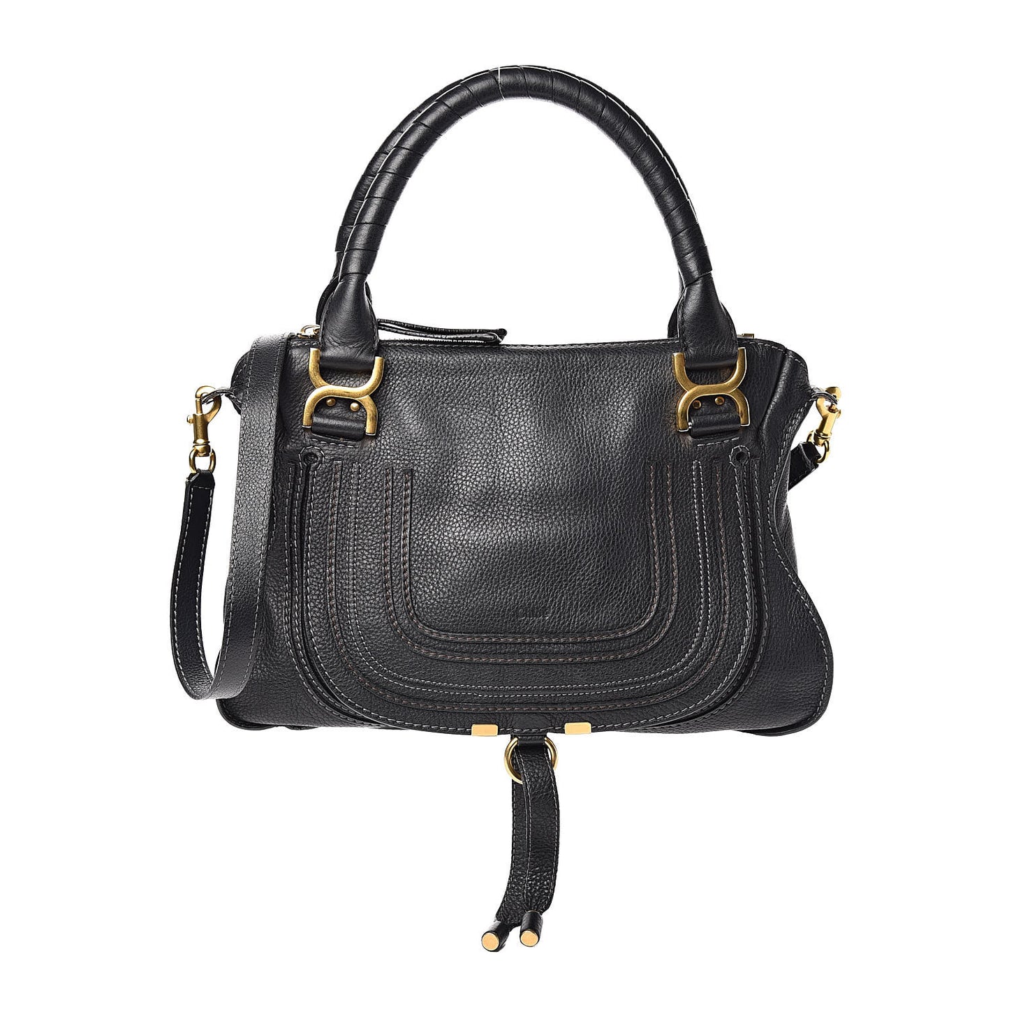 Calfskin Medium Marcie Satchel Black