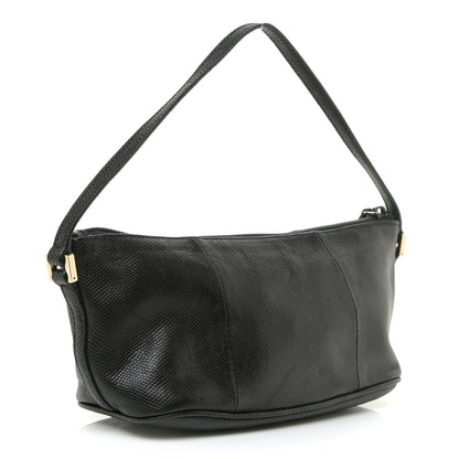 Gucci Calfskin Lizard Embossed Boat Pochette Black 3 of 15