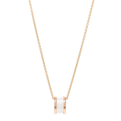 Bulgari 18K Rose Gold White Ceramic B.Zero1 Pendant Necklace 1 of 6