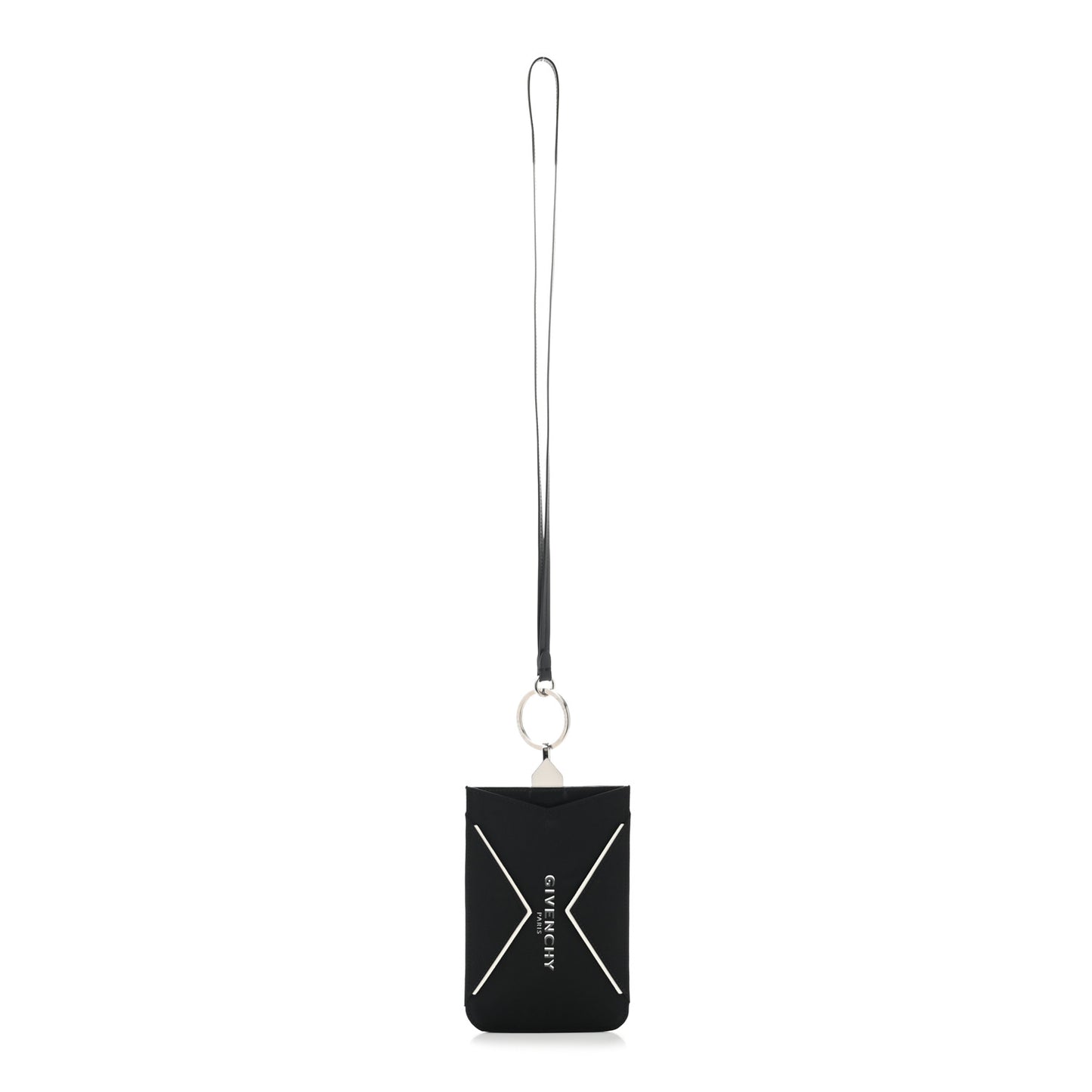 Canvas Logo Neck Strap Card Holder Black White