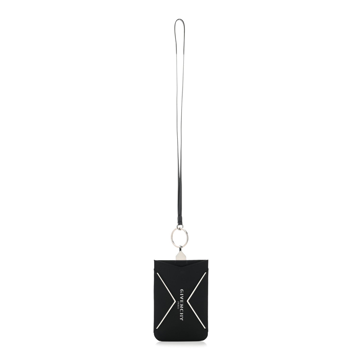 Givenchy Canvas Logo Neck Strap Card Holder Black White 1 of 12
