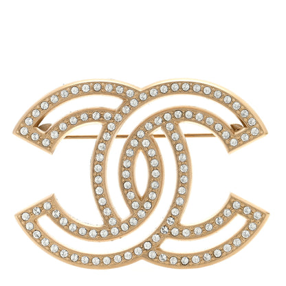 Chanel Crystal CC Brooch Light Gold 1 of 3