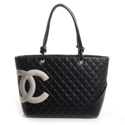 Chanel Calfskin Quilted Large Cambon Tote Black White 1 of 7