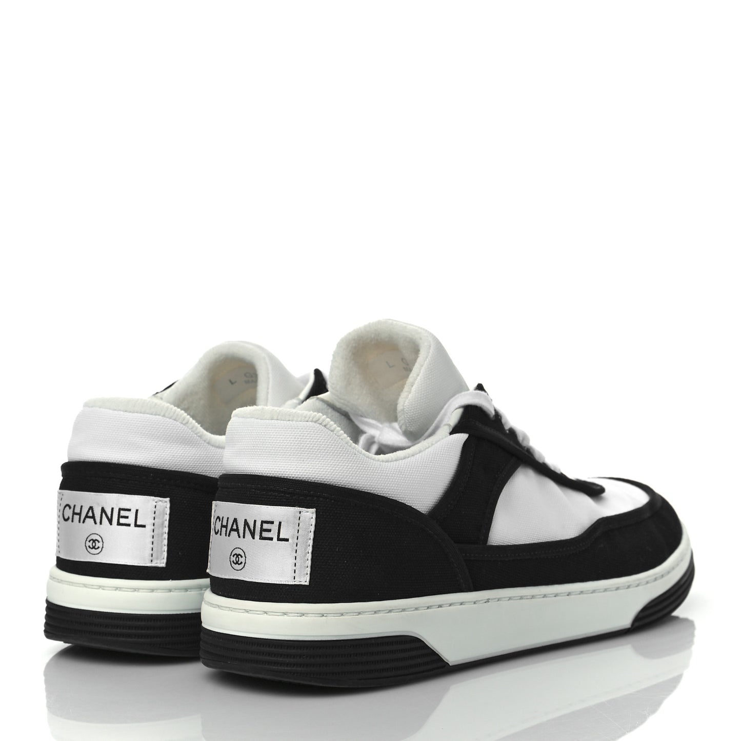 Fabric Womens Logo Sneakers 38 Black White