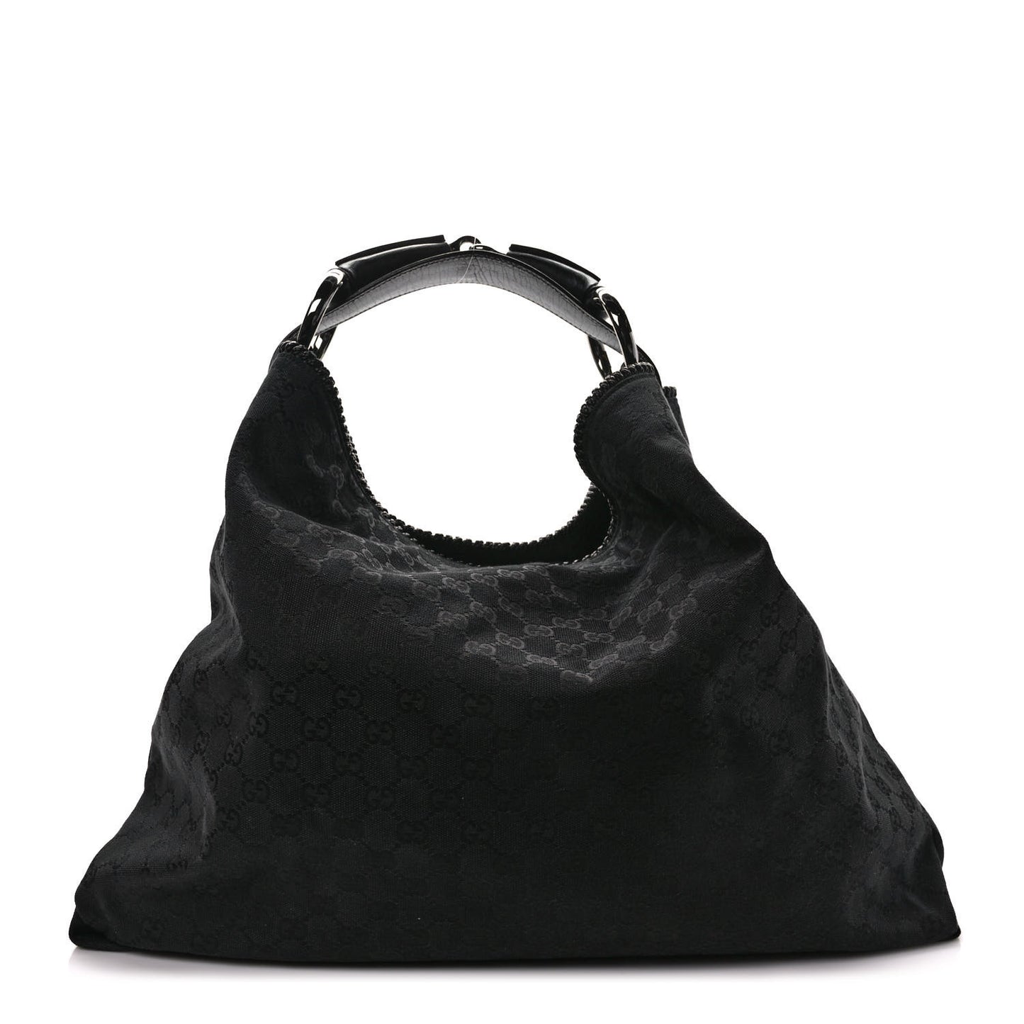 Monogram Large Horsebit Chain Hobo Black
