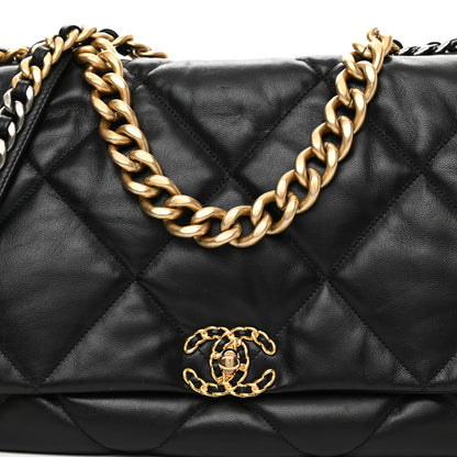 Chanel Goatskin Quilted Maxi Chanel 19 Flap Black 8 of 12